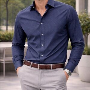Banana Republic Navy Microdot Dress Shirt